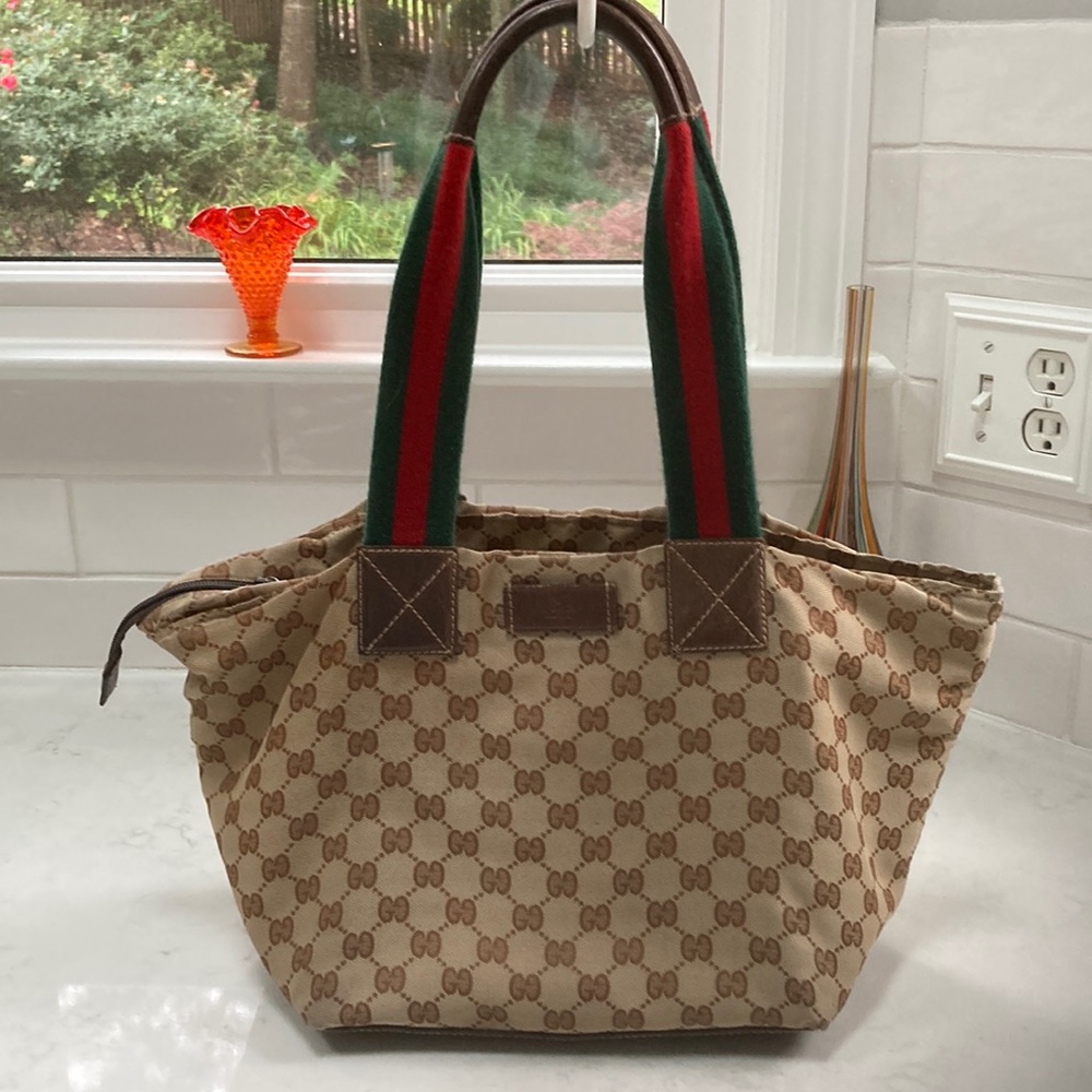 Gucci logo nylon tote